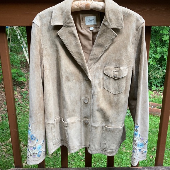 J. Jill Jackets & Blazers - J.Jill leather blazer with flowers